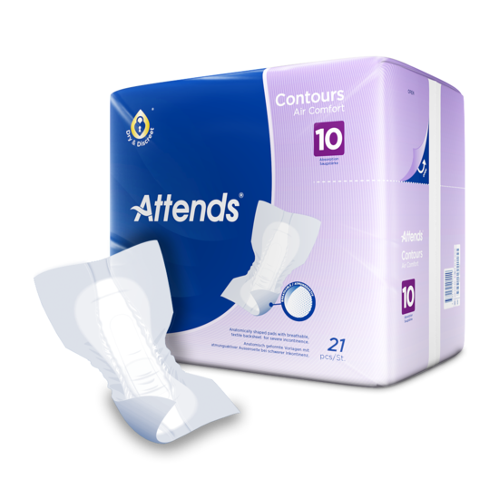 Attends Contours Air Comfort 10 manage heavy urinary leakage protection