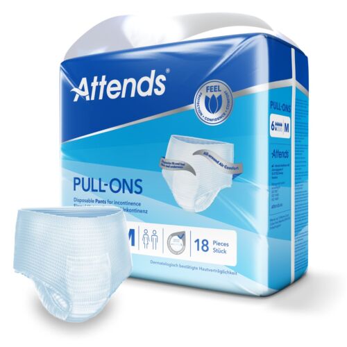 Attends Pull-Ons 6 Medium protects against leakage & odour gentle tumble drying