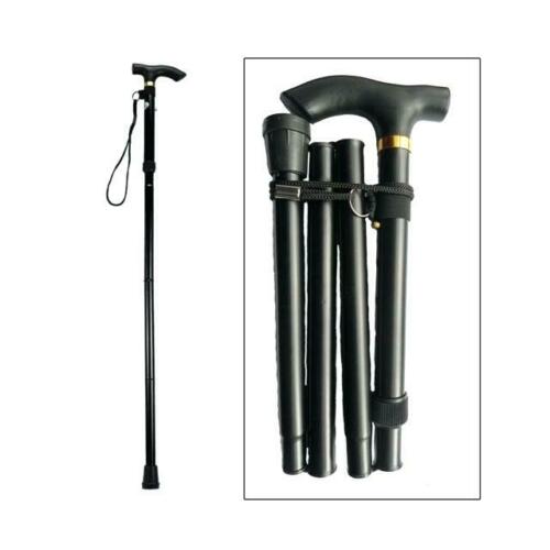 Premium Adjustable Walking Stick Folding Cane Plain Design Non-slip Steel Body - Image 2
